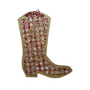 Pioneer Woman Boot Wall Decor Cutout Design Distressed Wood Home Accent